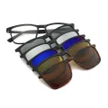 Jeremy - Rectangle Black Clip On Sunglasses for Men